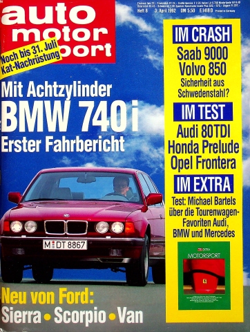 Deckblatt Auto Motor und Sport (08/1992)